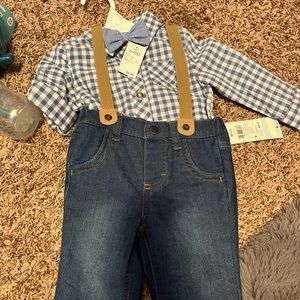 Cat and Jack NWT bow tie outfit 6-9m
